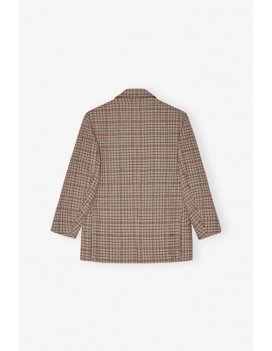 Ganni - Check Wool Mix Boxy Blazer online