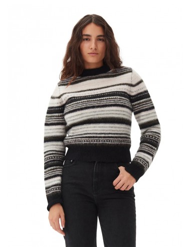 Ganni - Soft Wool Stripe O-Neck vente chaude votre 