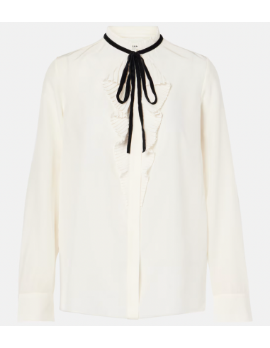 Frame - Velvet Tie Ruffle Blouse acheter en ligne