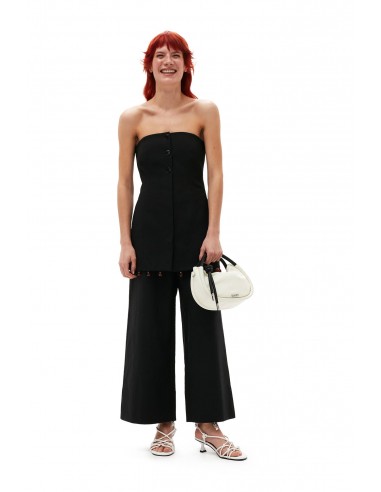 Ganni - Cotton Suiting Cropped Wide Pants Dans la société mordern