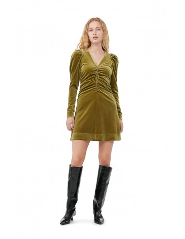 Ganni - Velvet Jersey Gathered Mini Dress Les êtres humains sont 